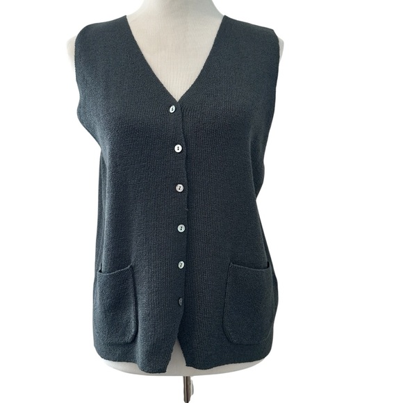Dark Gray Jones & Co Sleeveless Knit Cardigan - Picture 1 of 12